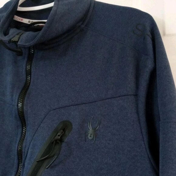 Spyder Active Proweb Full Zip Jacket Men's Blue Medium Pockets Logo - Picture 7 of 8